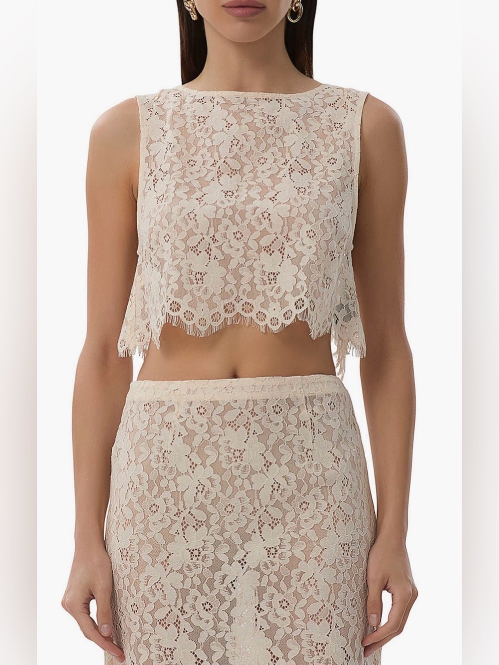 AFRM Caramine Lace Crop Top
in Birch